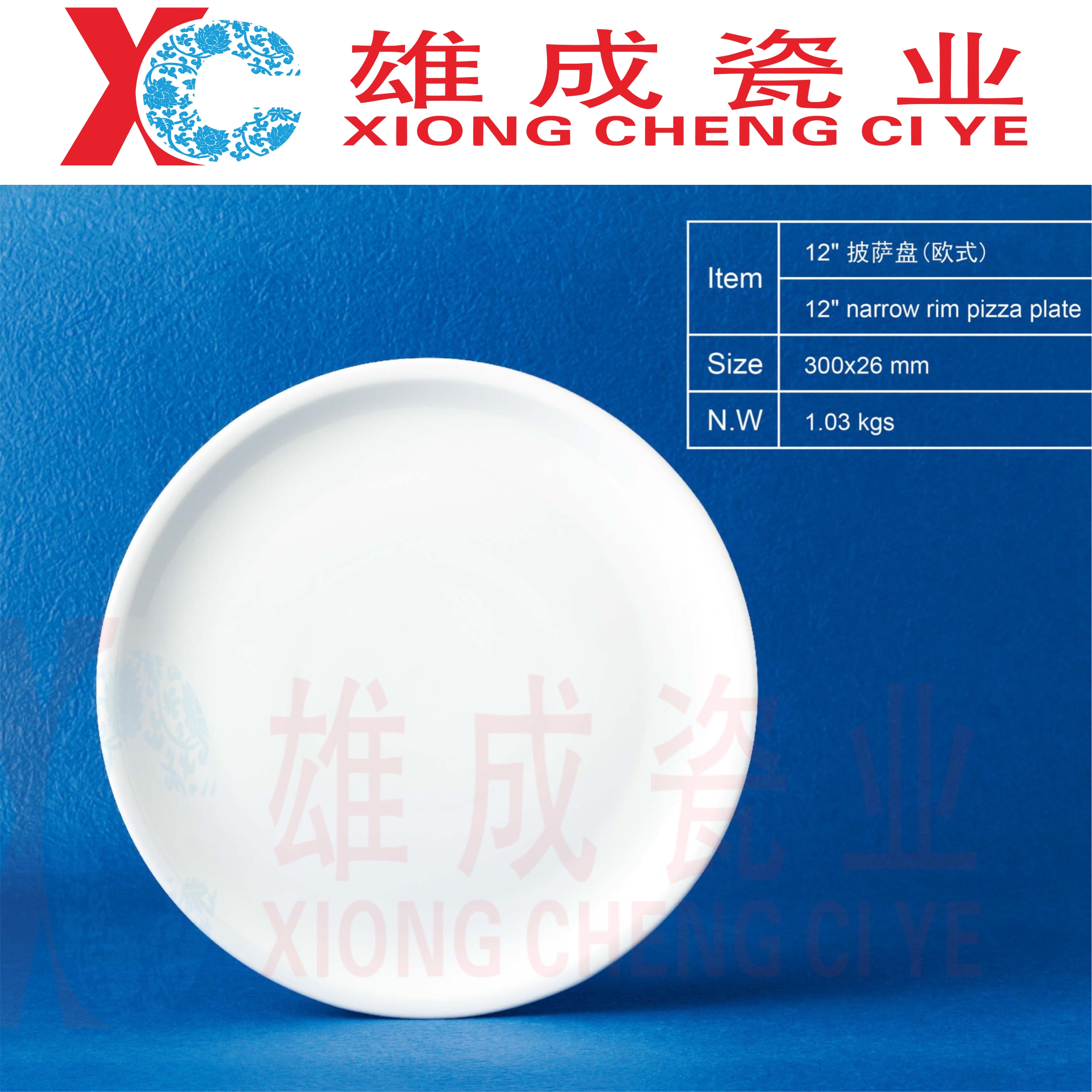 12’‘ narrow rim pizza plate
