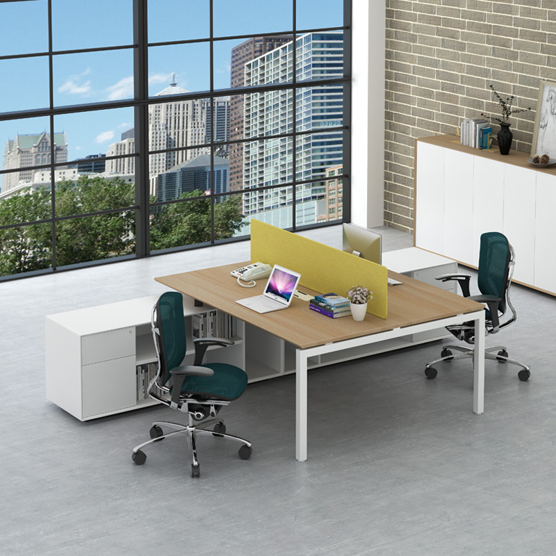 staff office desk/commercial furniture 2 people office desk with wooden cabinet