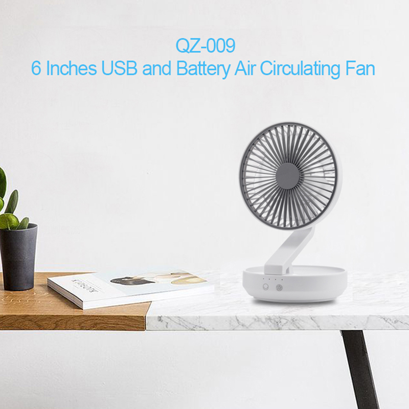 Qbill Rechargeable Foldable USB and battery air circulating table fan
