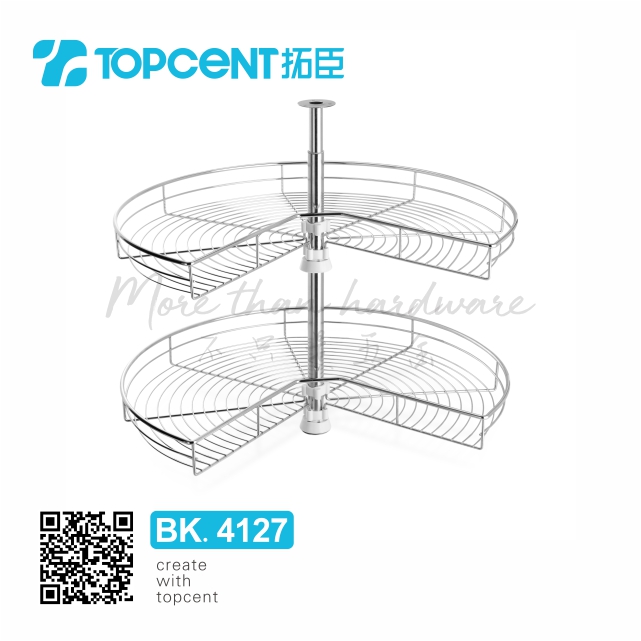BK.4127 TOPCENT 270 circle functional lazy susan revolving magic corner wire kitchen cabinet cupboard drawer storage baskets