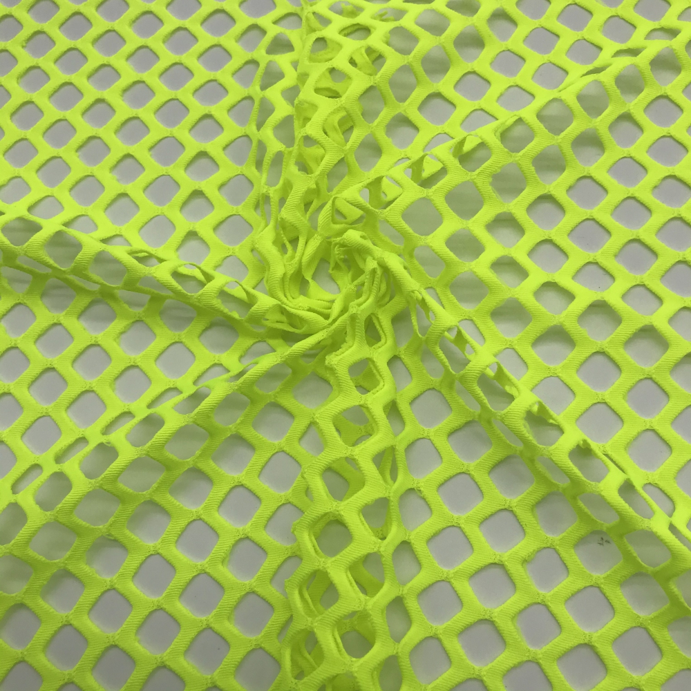 91% Polyester/ 9% Spandex Green Power Mesh Fabric with Big Mesh Hole