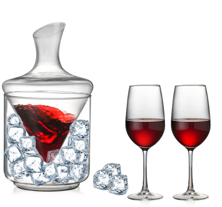 New design ice barrel Whiskey Decanter two set Handmade Wine Glass Decanter 1000 ml