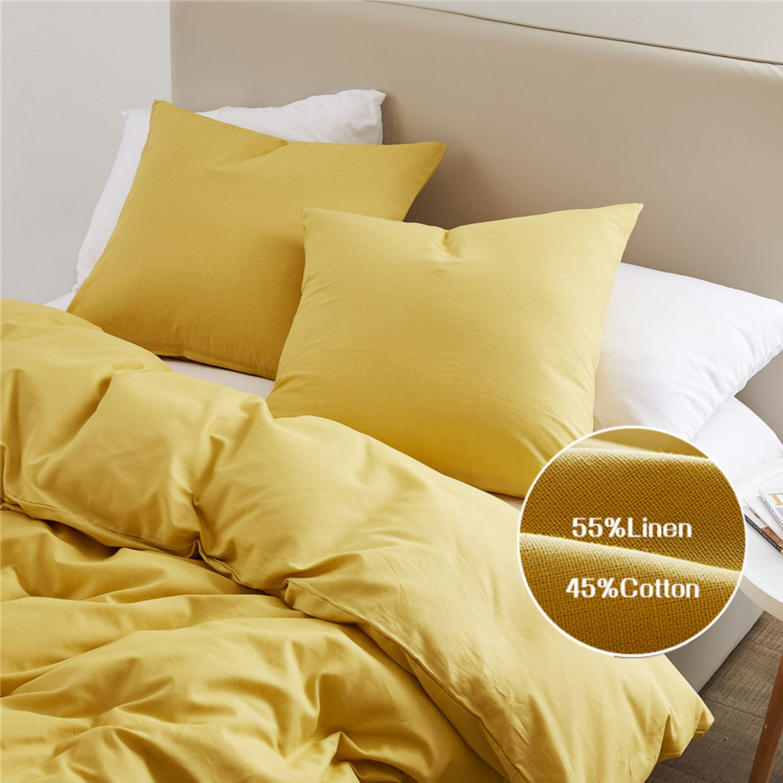 Pure Color Cotton & Polyester Duvet Cover Set