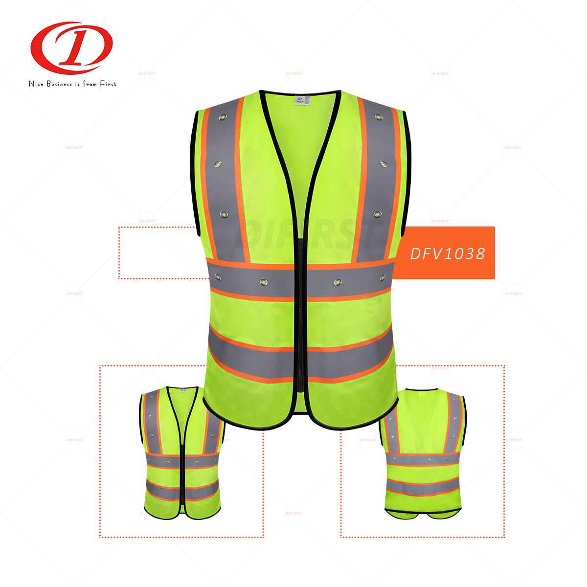 LED safety vest polyester knitting fabric