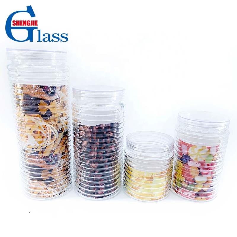 600-1800ml glass pack/ nuts storage jar with clear plastic lid