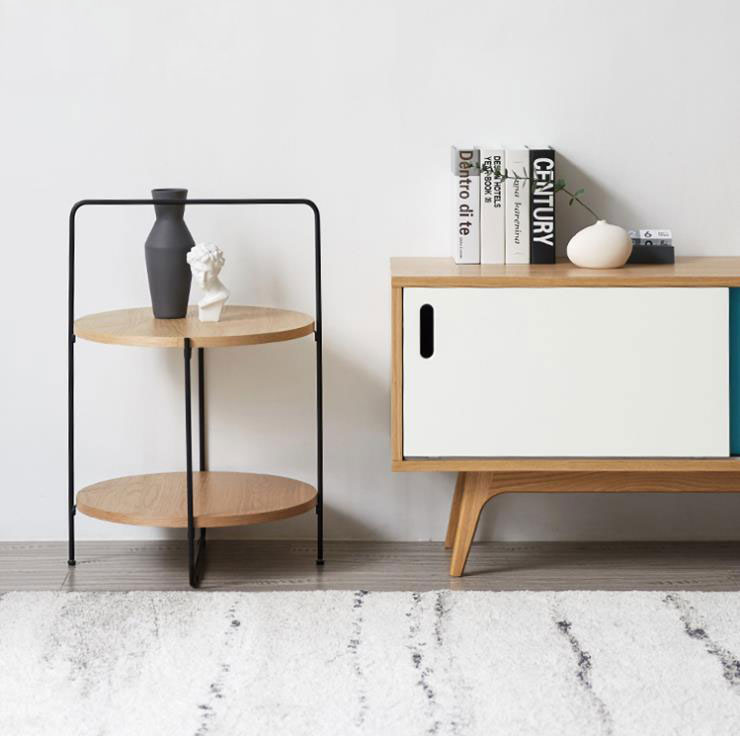Nordic modern metal small coffee table wooden living room furniture