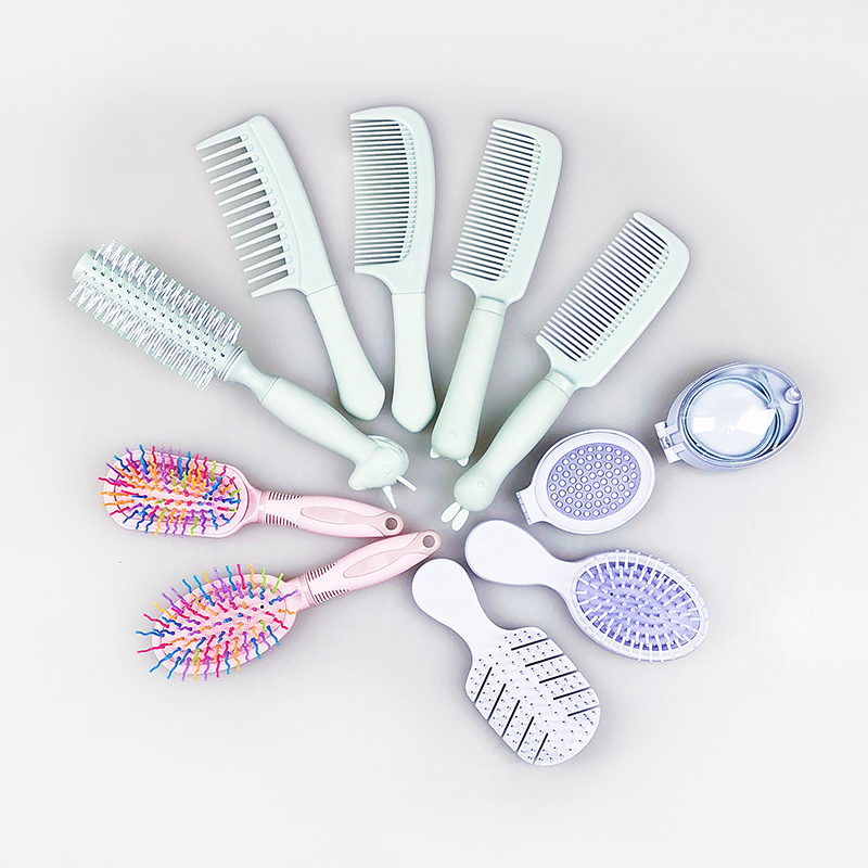 hair brush， injection molding（cushion brush，round brush, comb, mini cushion brush, mirror,elastics）
