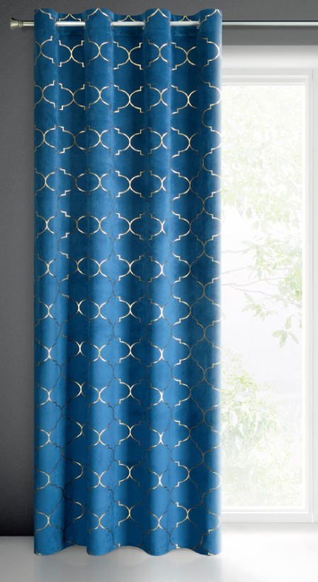 Foil print velvet curtain