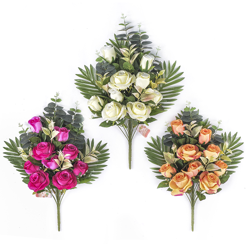 17126010 fabric rose bush X 17 stems
