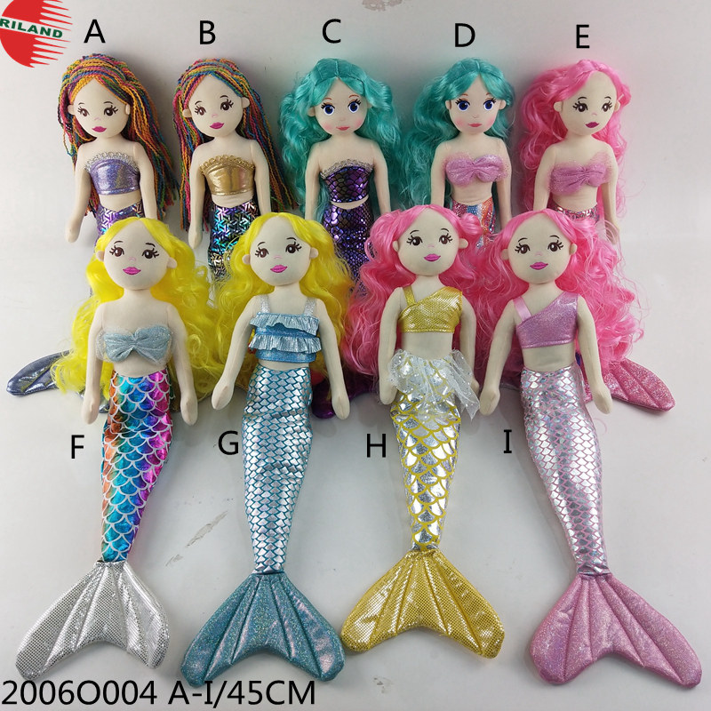 45cm cartoon character princess mermaid dolls girls cloth dolls soft rag doll