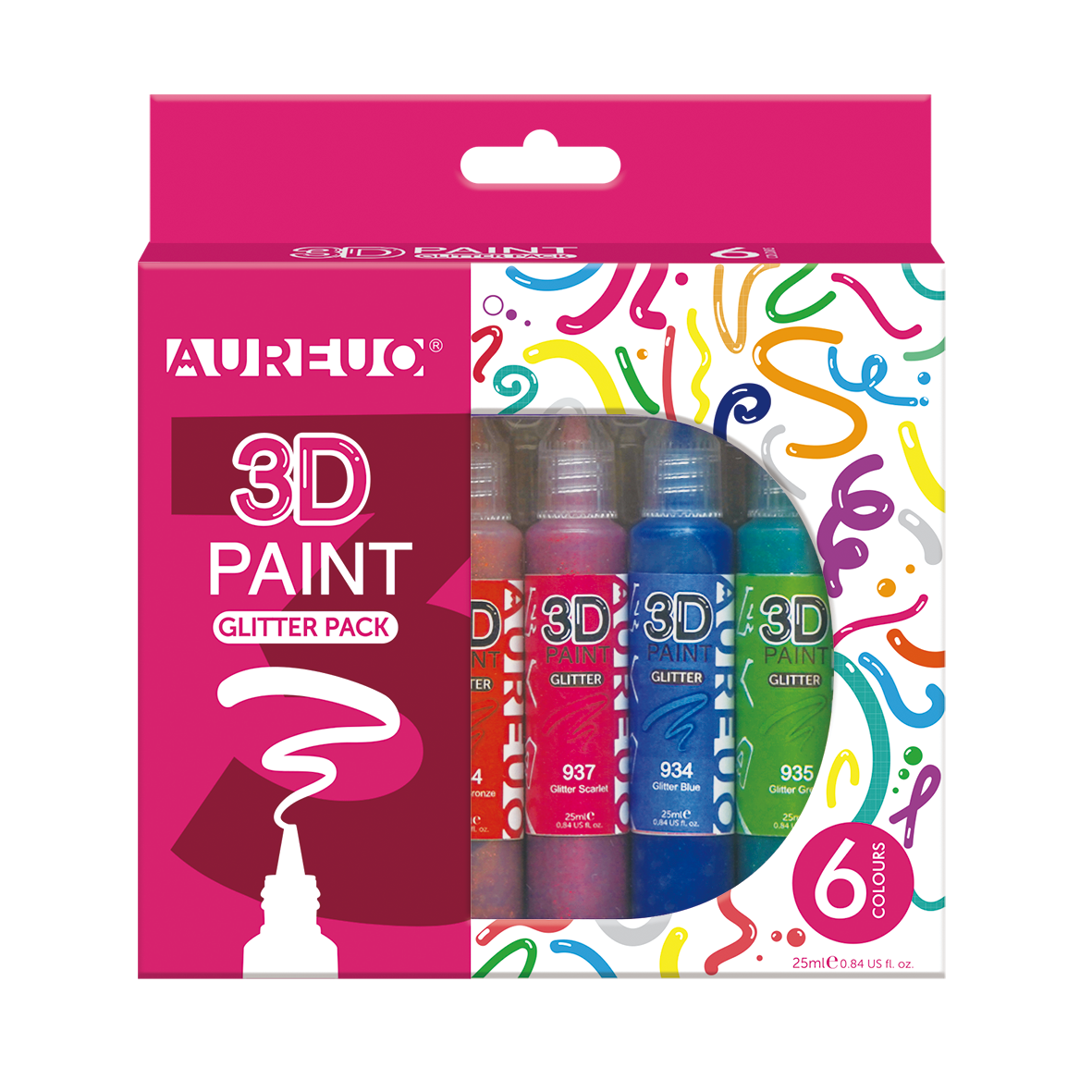 AUREUO 3D Acrylic Set of 6*25ml Glitter