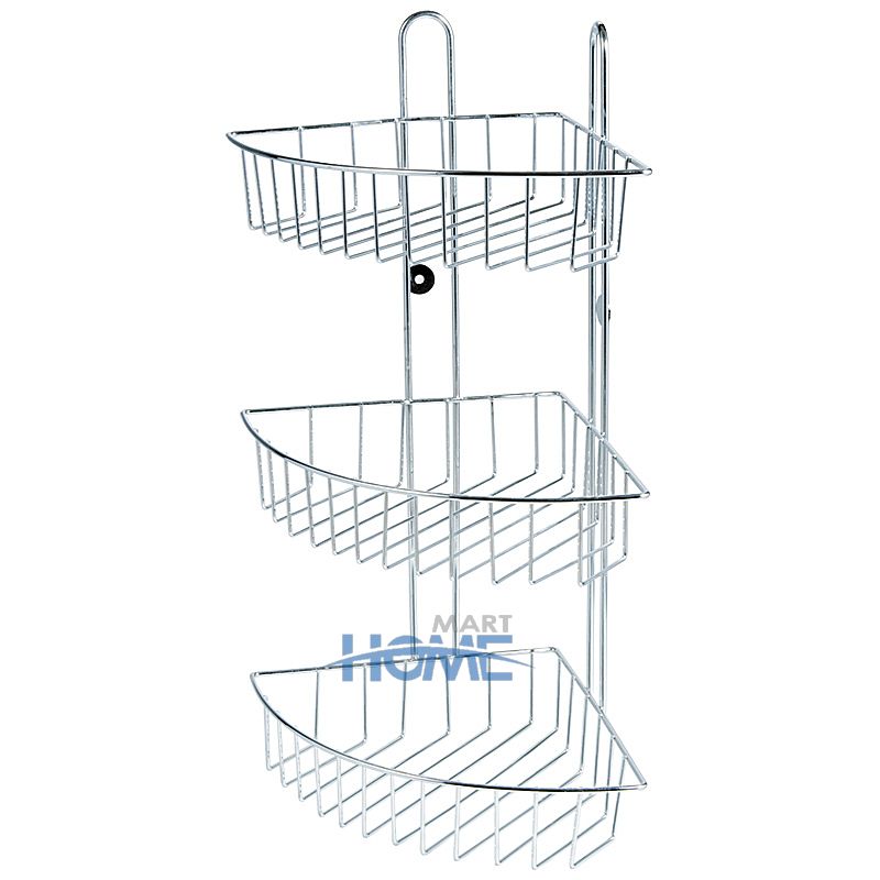 3-Tier Shower Head Caddy Triple Bath Towel Shelf Iron Wire Wall Mount Corner Tower Bathroom With Hooks Shelving Hanging Rack