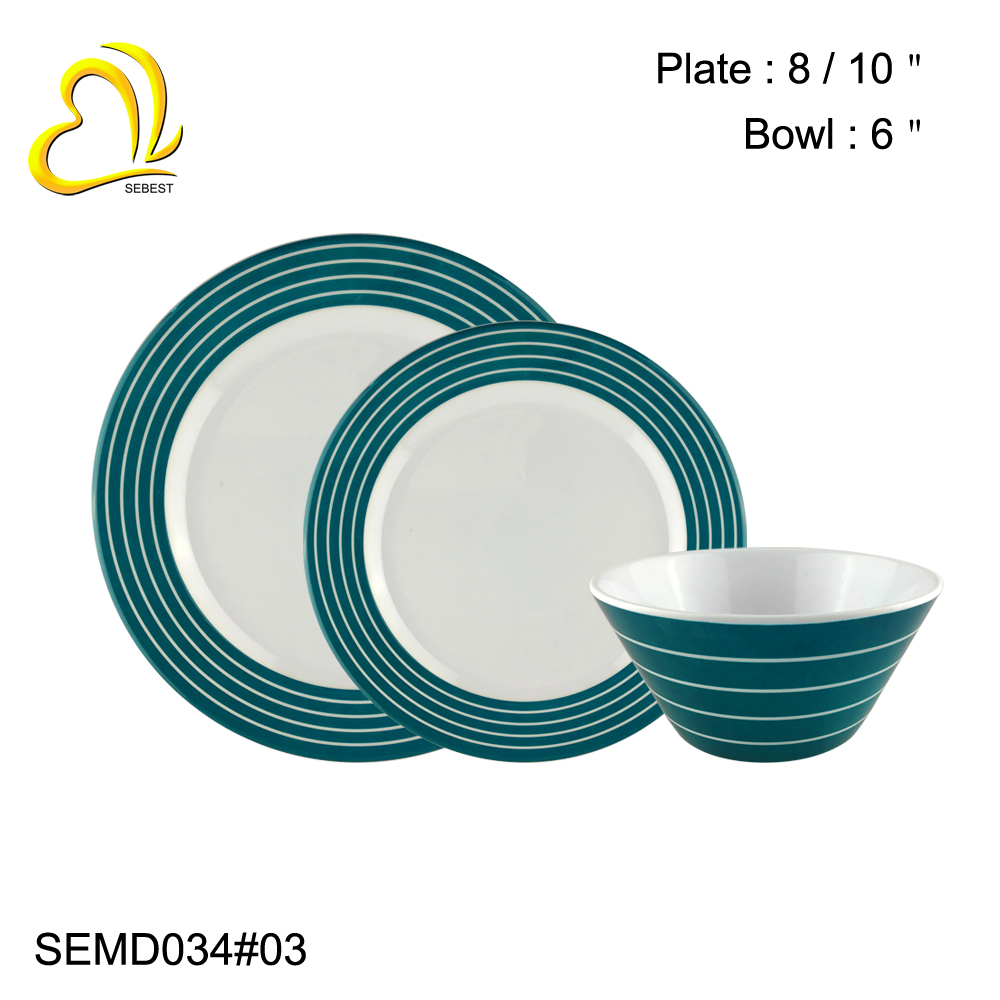 SEBEST- green melamine three-piece set