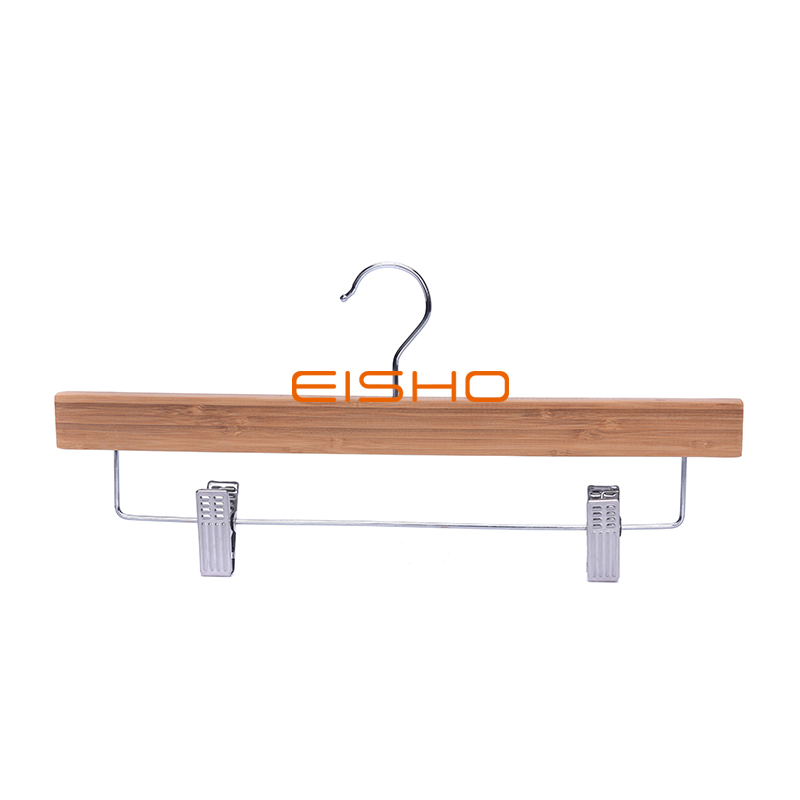 Eisho Display | Bamboo natural wood pants hangers with metal hook