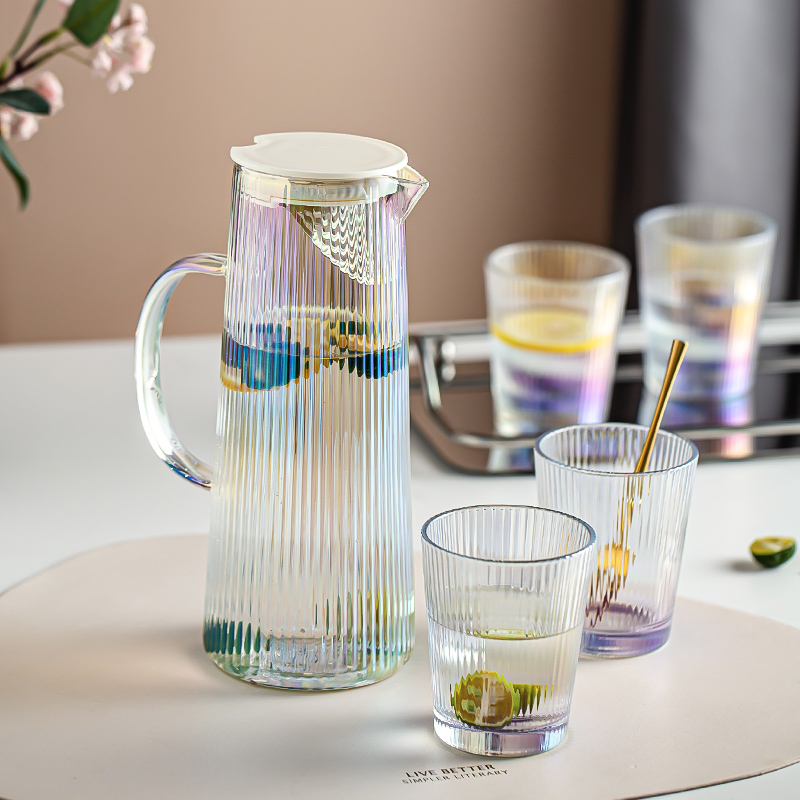 Glass Water Jug with Lid Borosilicate Glasses Water Carafe Pitcher