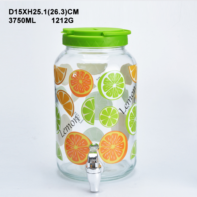 #Customized glass water dispenser with lid and tap