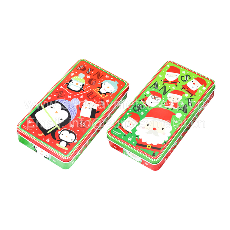Rectangle Shaped Christmas Tin Box