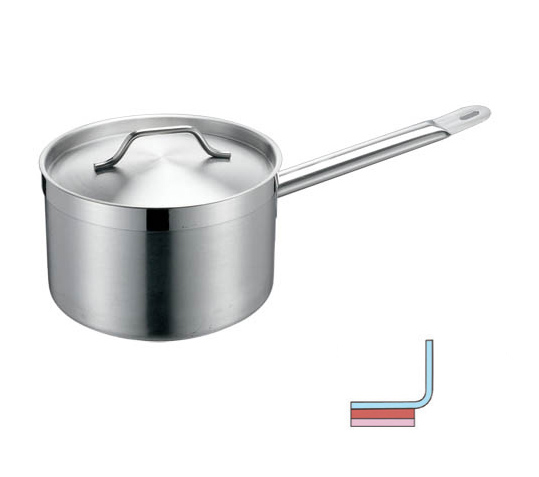 S/S Deep Sauce Pan W/Lid(Single Handle)-Sandwich Bottom