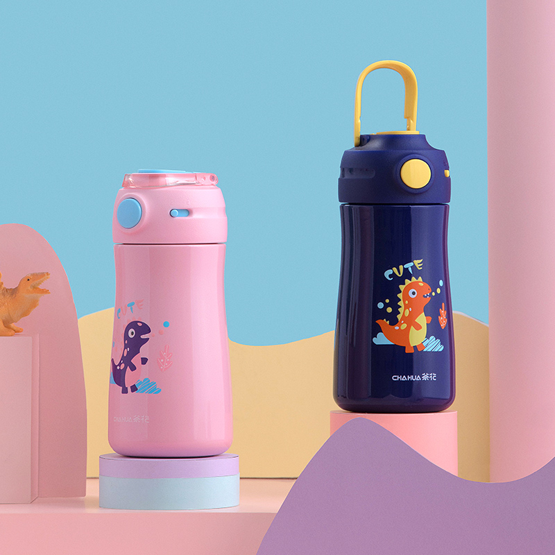 370ml kids stainless steel vacuum-insulated water bottle, thermos water bottle with straw