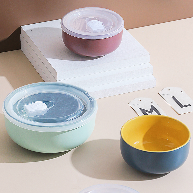 Contrast color Fresh-Keeping Bowl With Pp Lid