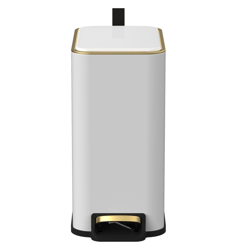 5 liter rectangular white gold household kitchen bathroom narrow slim metal pedal bin with lid