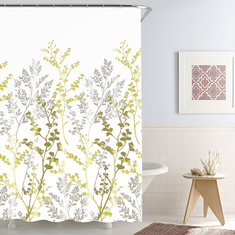 Waterproof and mildew proof printing polyester shower curtain
