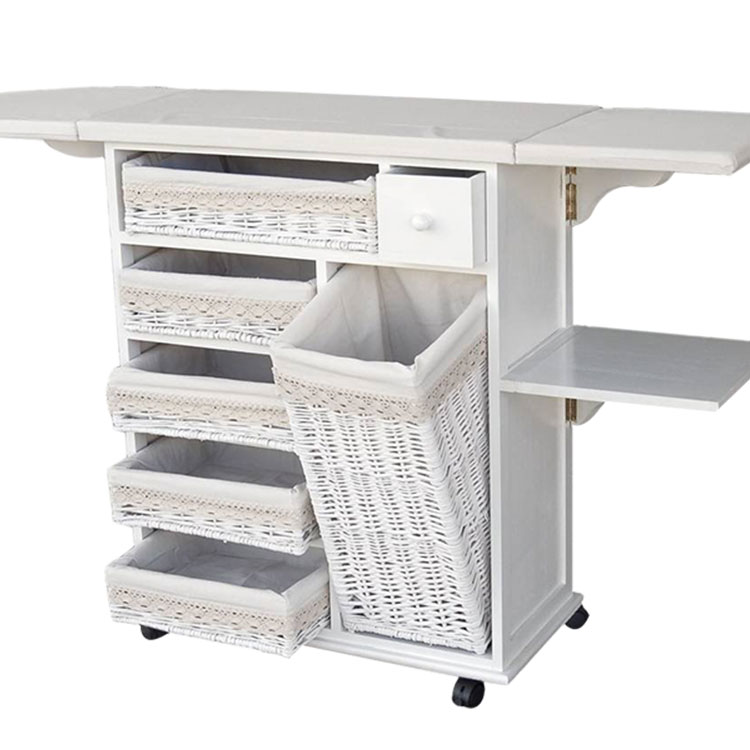 Best-Selling Wholesale Home Furniture Ironing Board Wooden Ironing Cabinet With Wicker Drawer