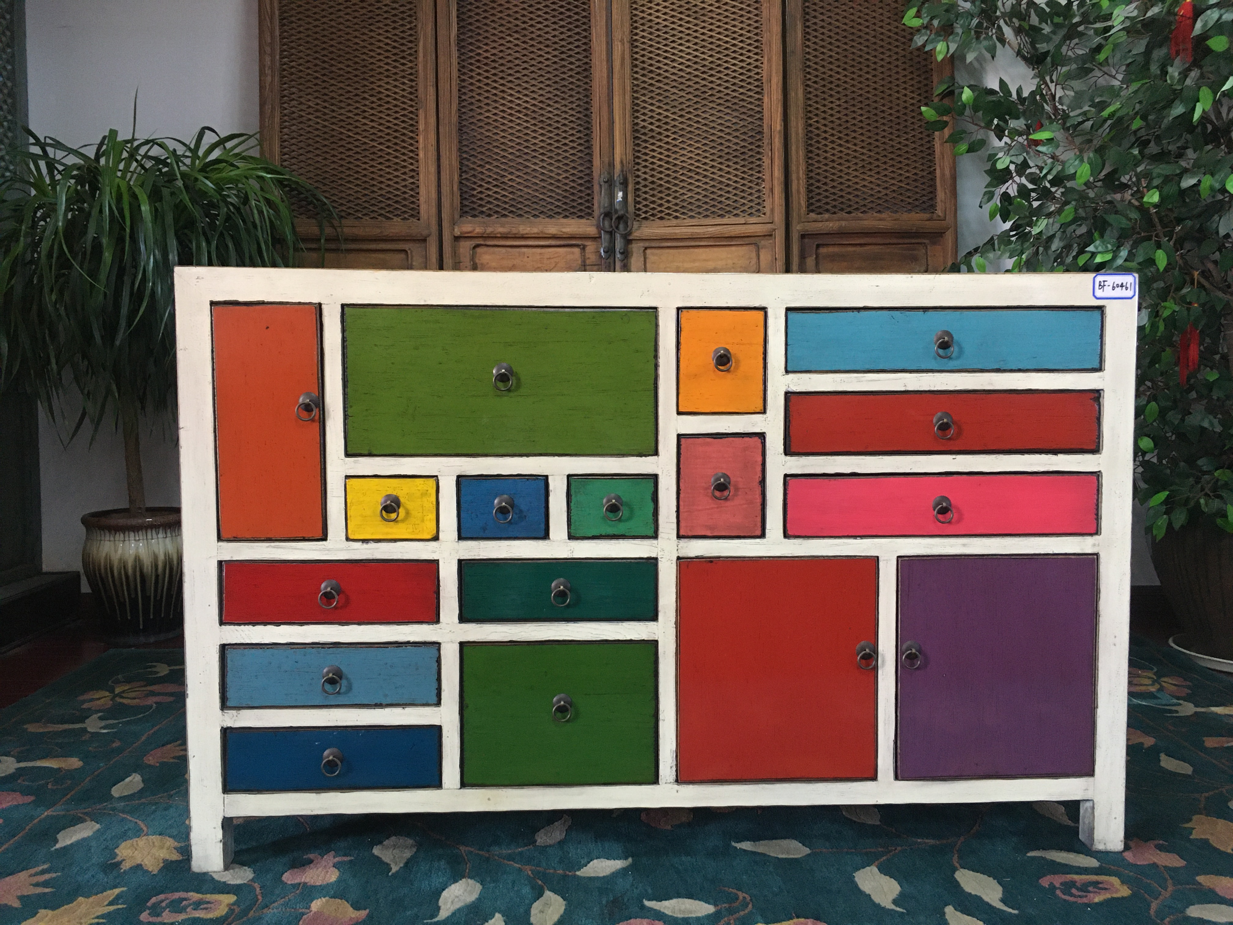 living room furniture/ study furniture/ wooden furniture/ antique furniture / solid furniture/ elm furniture/ 14 drawers 3 doors buffet/ cabinet