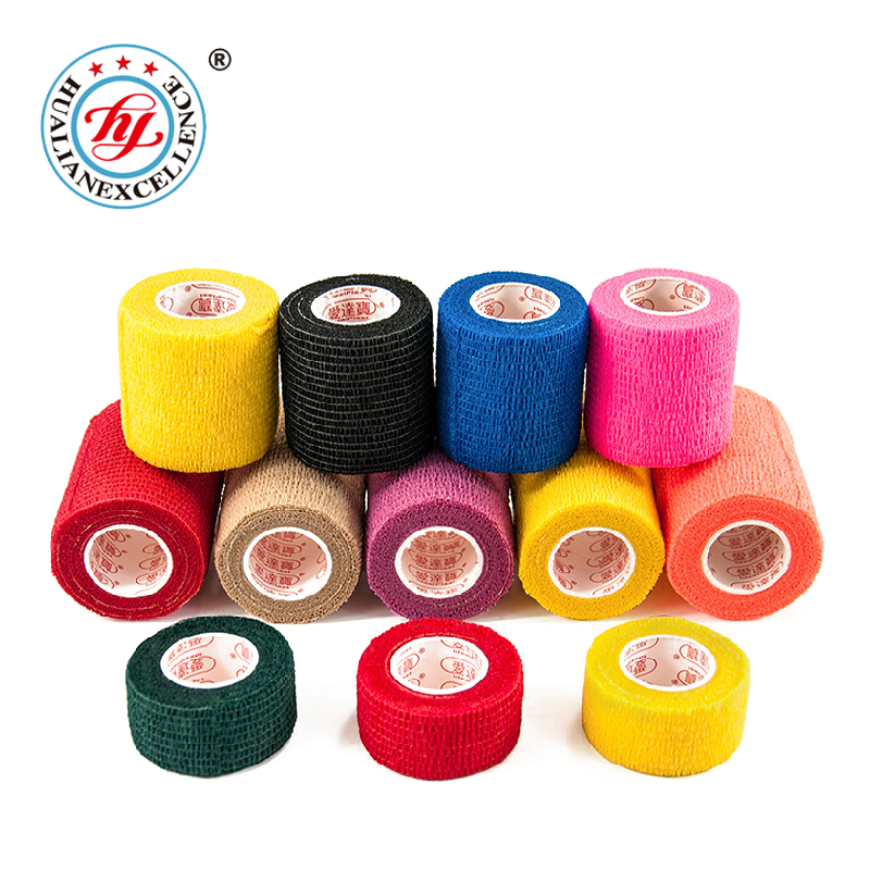 self-adhesive cotton gauze arm foot hand knee elbow sports exercise protection colored elastic adhesive bandage wrap