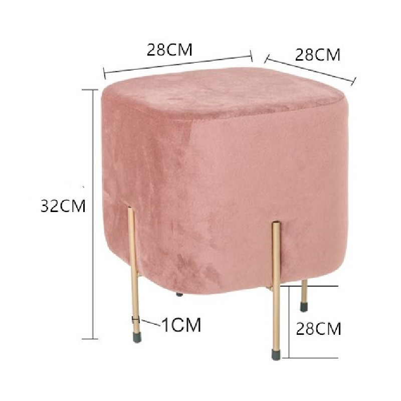velvet fabric metal legs square shape ottoman