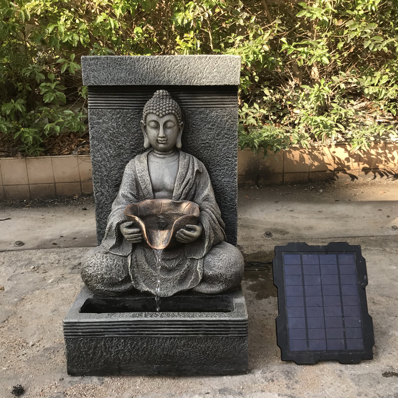hotselling solar buddha fountain with rock finish