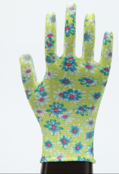 13G Colourful Polyester gloves coated with pu