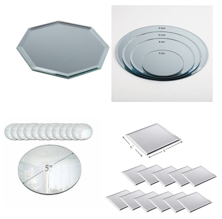 10" Round Glass Mirror Candle Plate for Wedding Christmas Party Table Decorations Mirror Centerpieces - 12 PCS