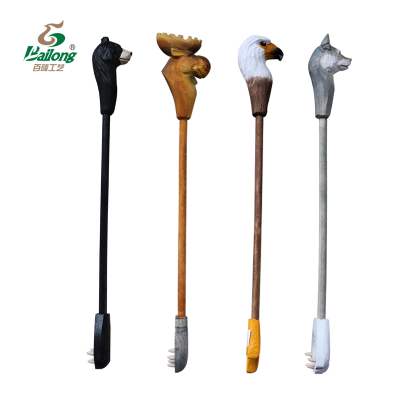 Tourist Souvenir Gift Wood Carving Craft Animal Head Back Scratcher