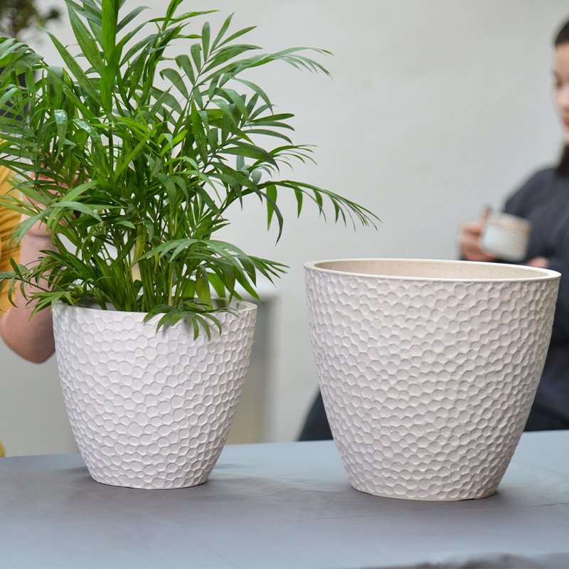 Greenship decorative round garden indoor outdoor modern self watering plant containers planter plastic flower pots plant pot