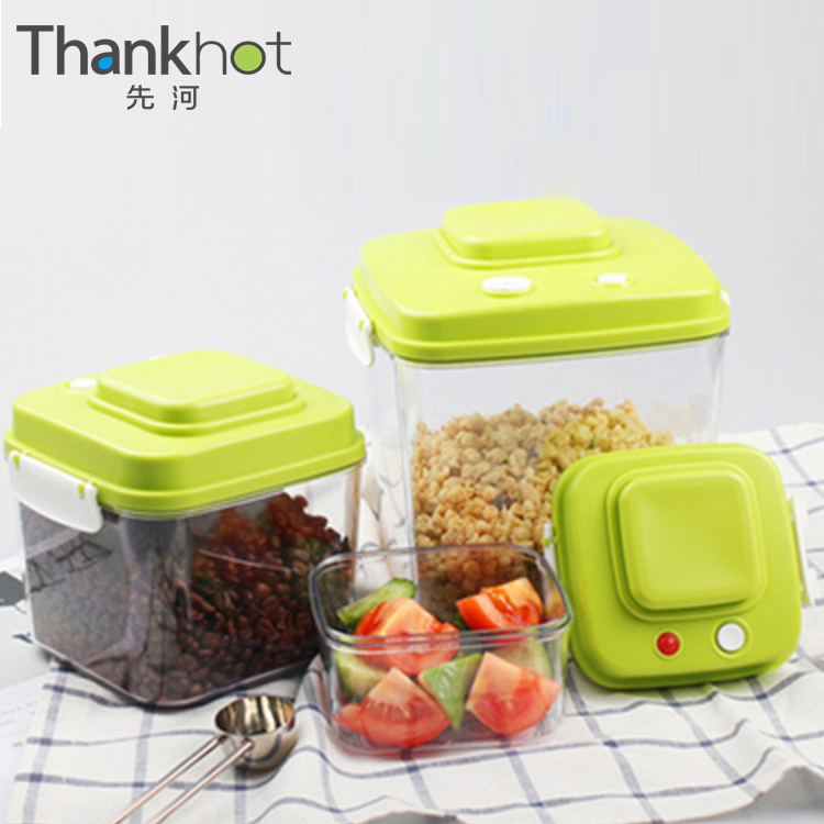 0.5L+1.4L+3L AS Square nestable press type vacuum food storage container