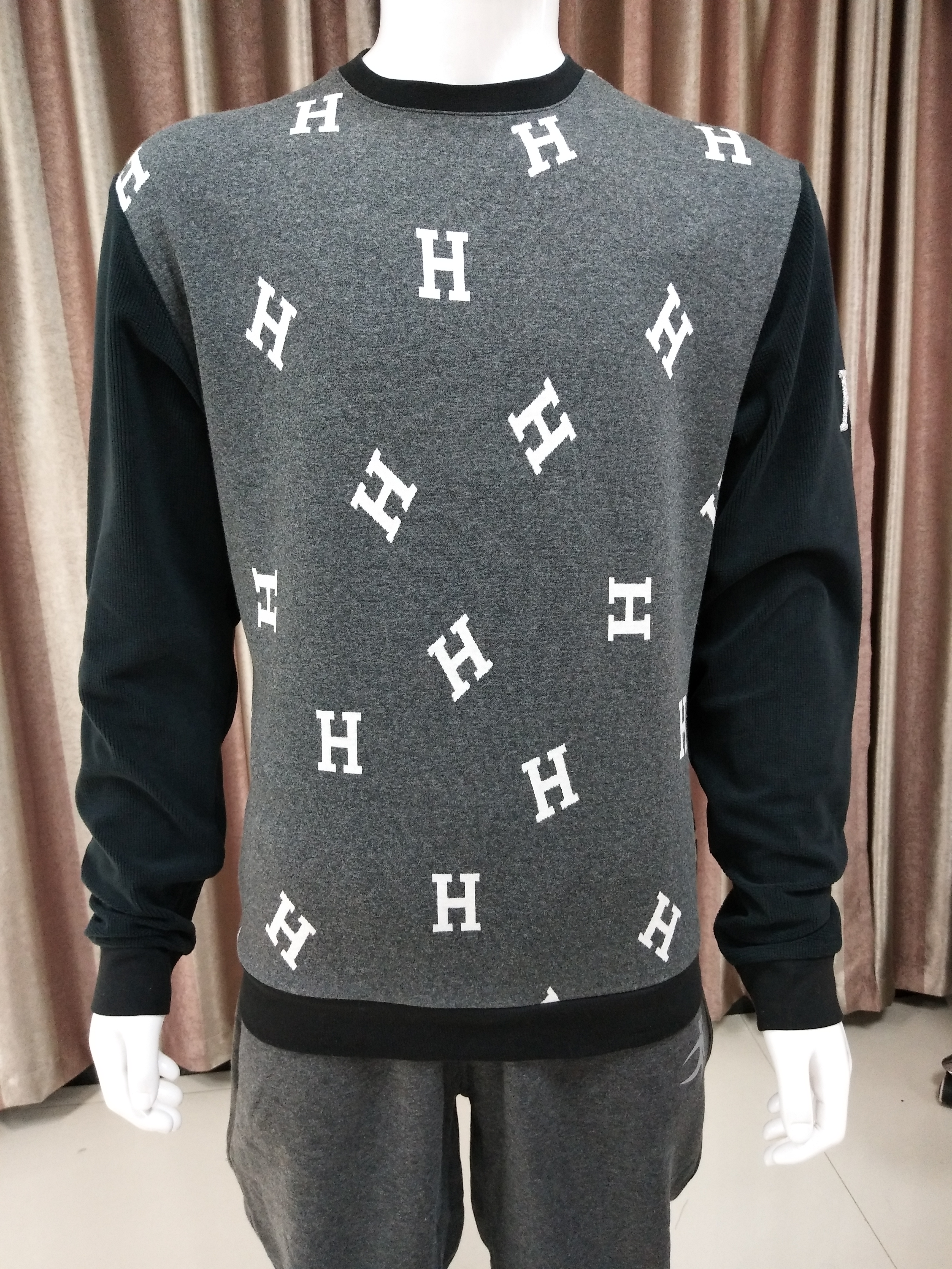 Round neck Long sleeve Knitting warm soles main body with full print