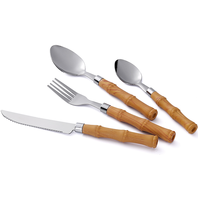 Tableware with plastic handle made of imitation bamboo
