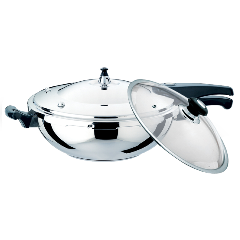 Stainless steel double function pressure cooker
