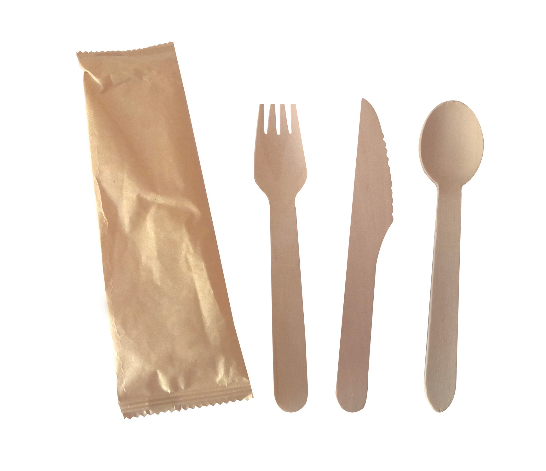Wooden Cutlery Paper Wrapped