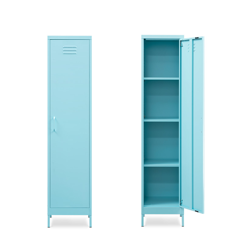 Living room narrow space metal single door tall storage cabinet