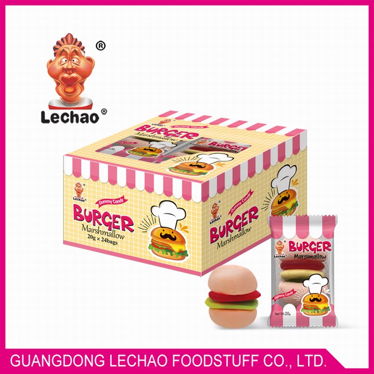 Burger marshmallow with gummy candy