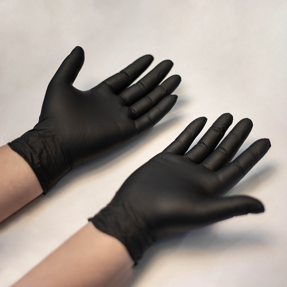 Disposable nitrile glove black color