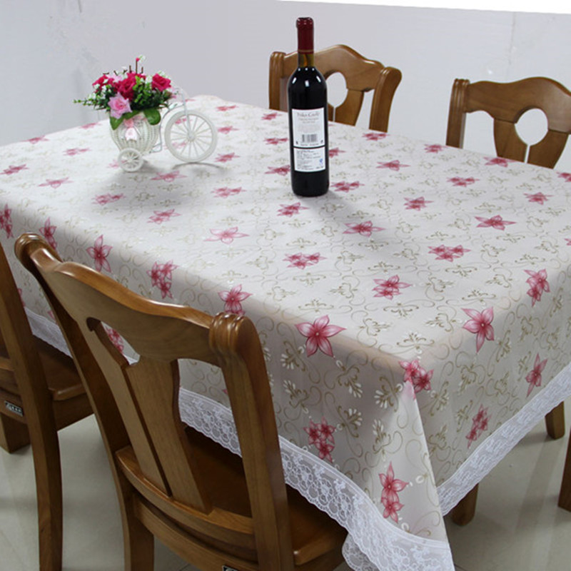 PVC Tablecloth With Flannel Back & Lace Edge
