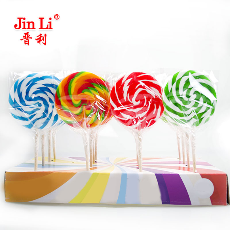 Bright round swirl lolipop hard candy