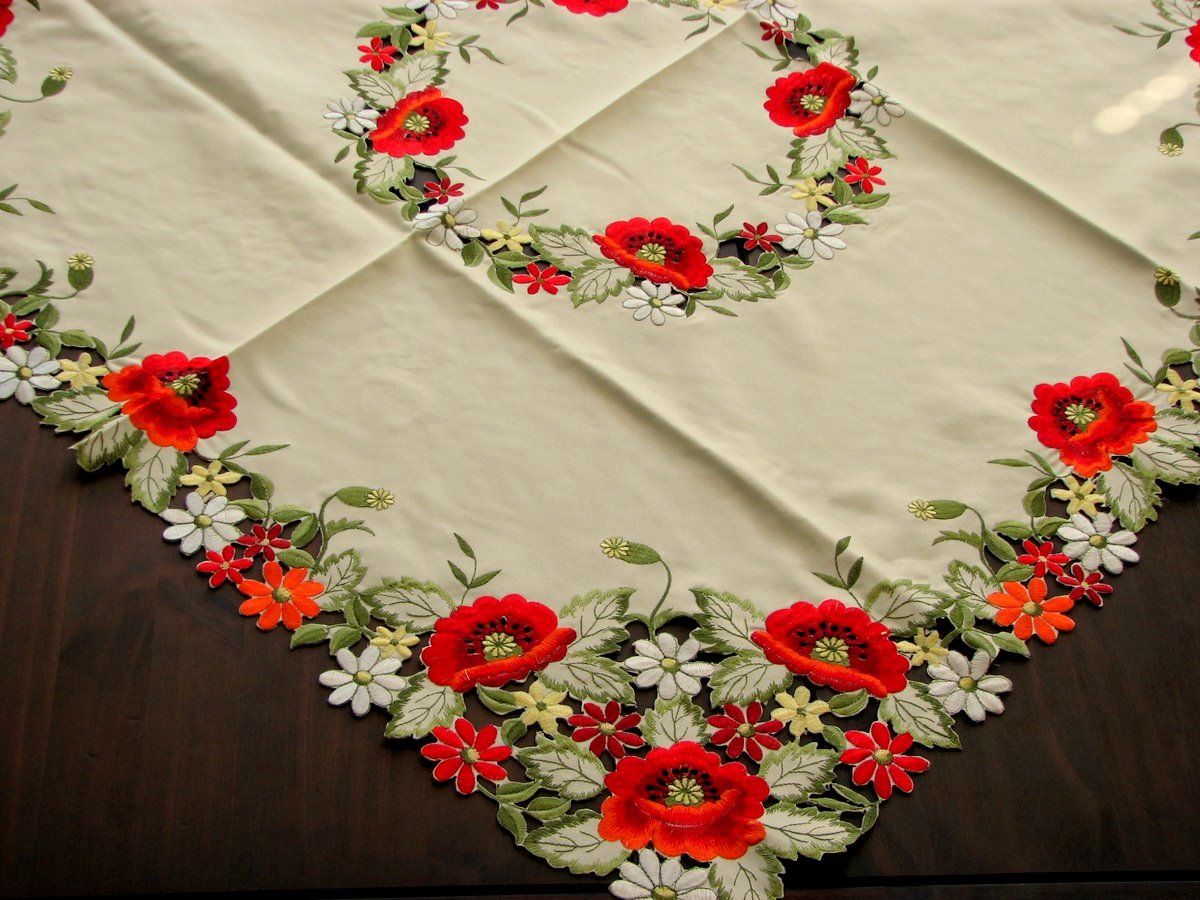 Poppy Embroidered Tablecloth