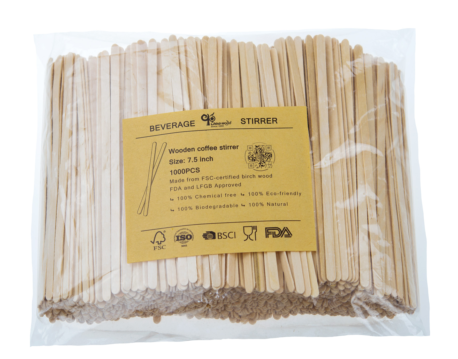 Wooden coffee stirrers YD-CS190 disposable compostable