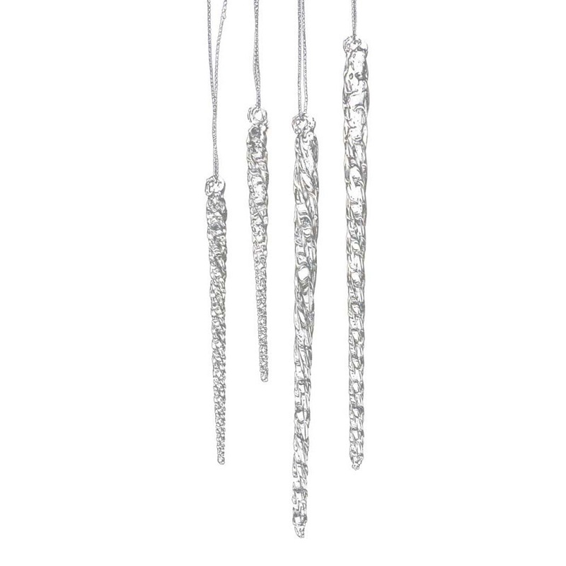 3.5"- 5.5" Clear Glass Icicle Ornament for Christmas Holiday Tree or Wedding Decoration (24 Pieces)