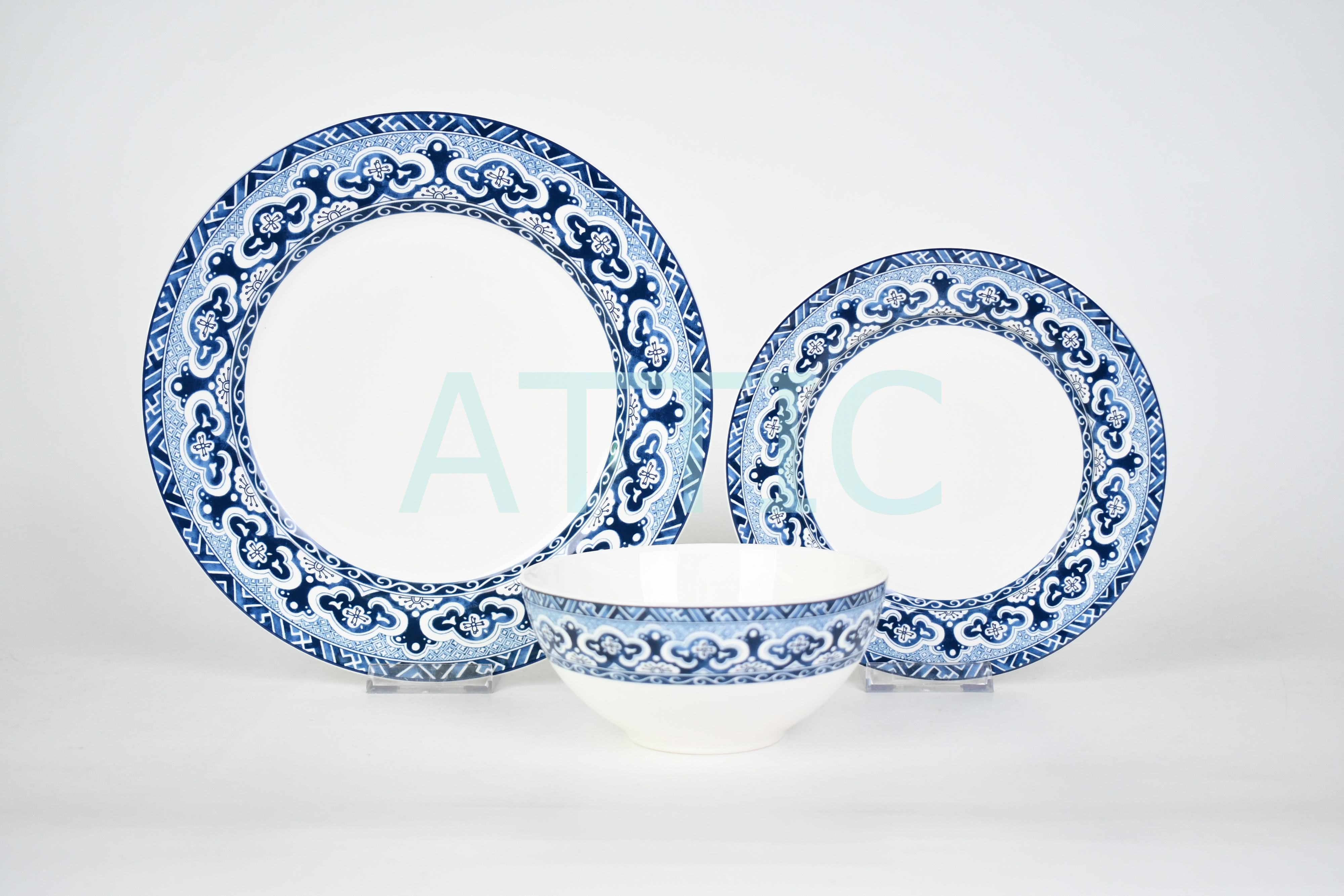 in glazed decal tableware dinner set