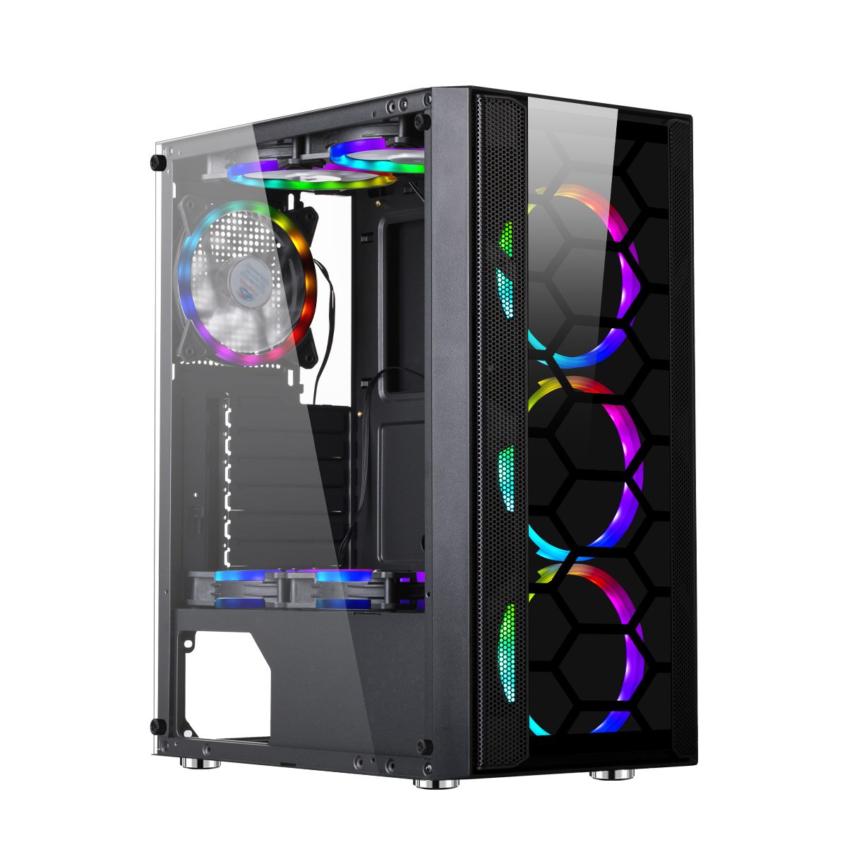 200mm width gaming pc case with 4*ARGB fans remote